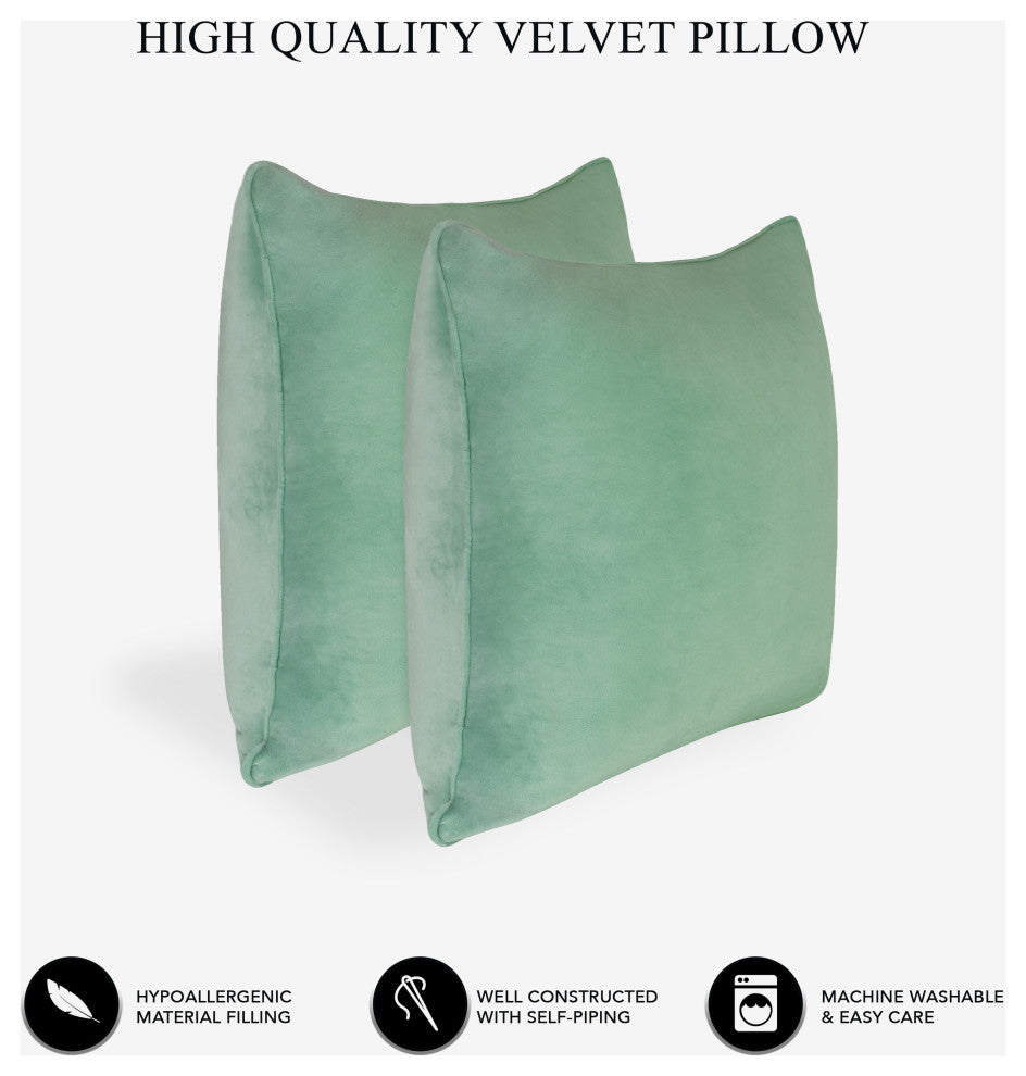 A1HC Throw Pillow Insert, Down Alternative Fill, Set of 2, Como Green, 20"x20"