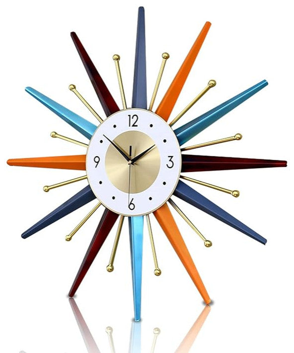 Large Wall Clock 27.5" Mid Century Wall Clock Starburst Clock