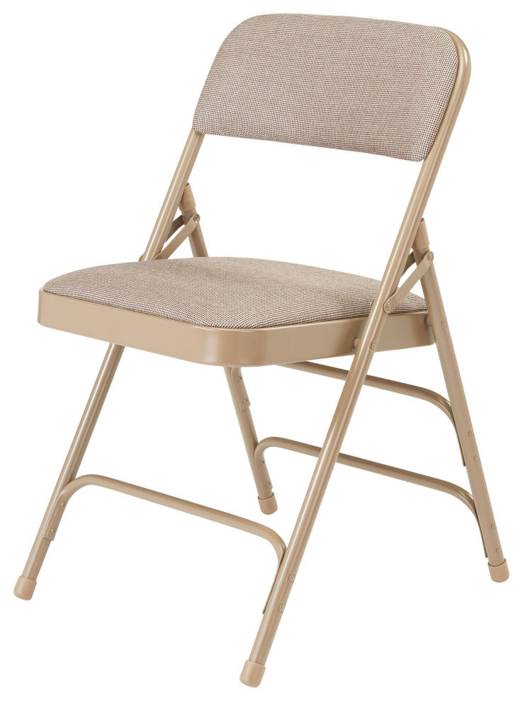 NPS 2300 Fabric Triple Brace Double Hinge Folding Chair, Beige, Set of 4