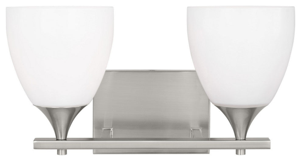 Toffino 2-Light Bath, Brushed Steel