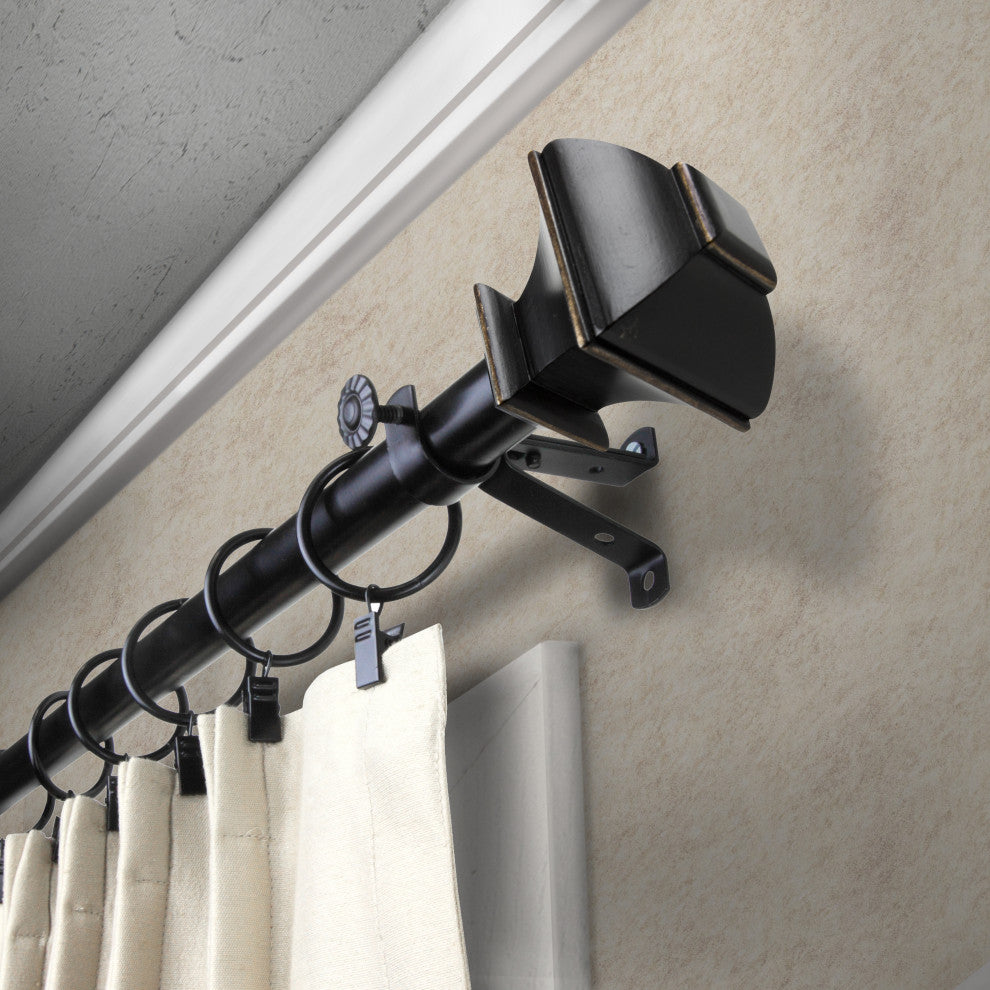 Vicky 13/16" Diameter Curtain Rod, Black, 18-28"