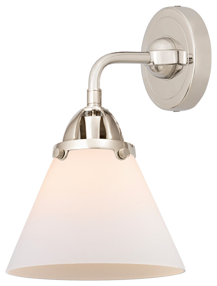 Large Cone Sconce, Polished Nickel, Matte White, Matte White