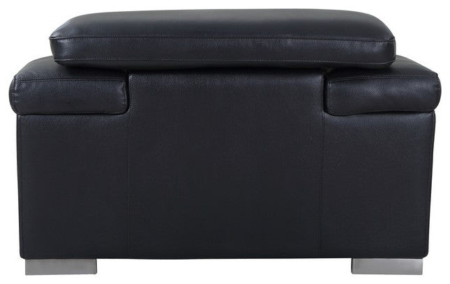 Milan Contemporary Genuine Italian Leather Armchair Black