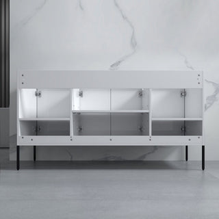 Flutie 60" Bathroom Vanity Set, White, Double Black Sink