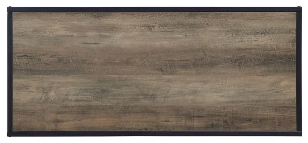 Benzara BM269085 Coffee Table With 1 Open Shelf and Tubular Frame, Oak Brown