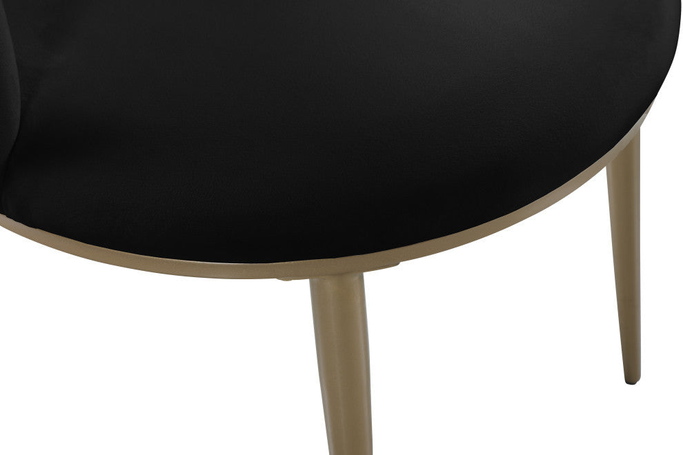 Skylar Dining Chair, Set of 2, Black Velvet, Brushed Gold Iron Legs