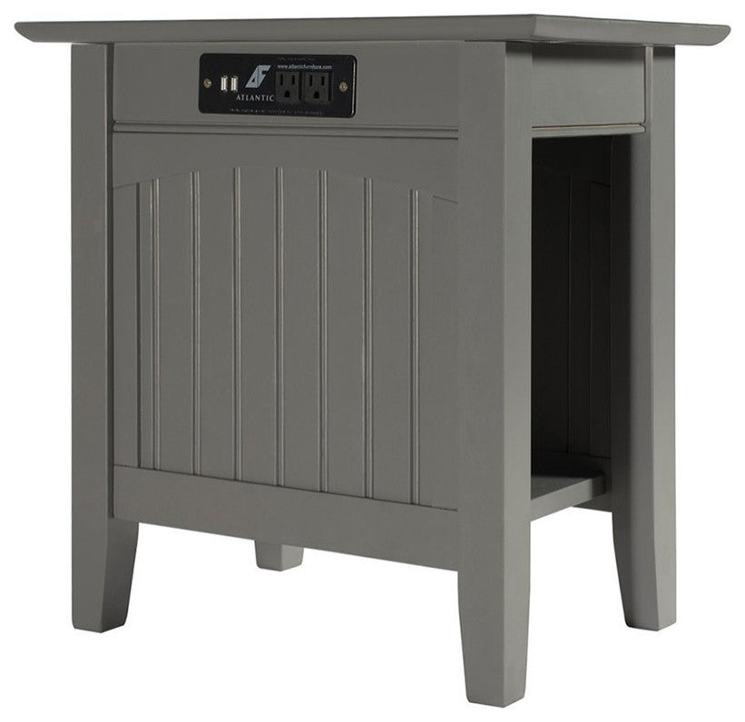 Home Square 2 Piece Nantucket Chair Side Table with Charger Set in Grey