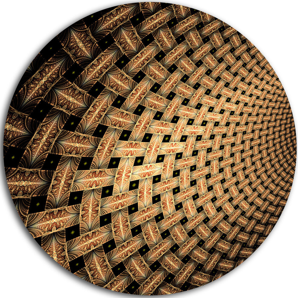 Symmetrical Brown Flower, Floral Large Disc Metal Wall Art, 36"
