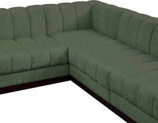 Quinn Chenille Upholstered 6-Piece L-Shaped Modular Sectional, Green