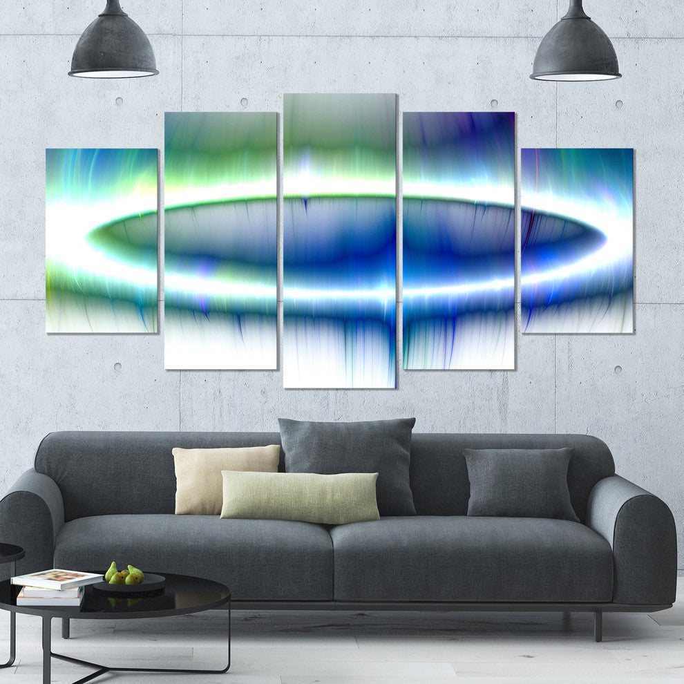 Beautiful Blue Northern Lights, Blue, Abstract Canvas Art, 60"x32", 5 Panels