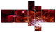 Fractal Red and Yellow Flower, Floral Art Canvas Print, 60"x32", 5 panels