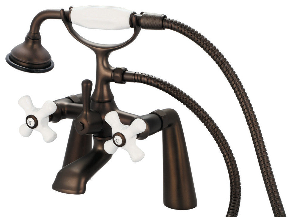 Vintage Classic Deck Mount Tub Faucet With Handshower, Oil Rubbed Bronze Finish