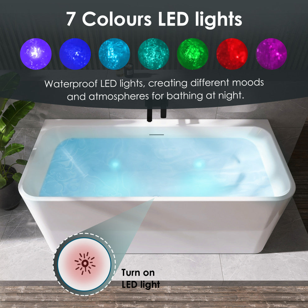 Lilac Flat Bottom Freestanding Acrylic Soaking Bathtub