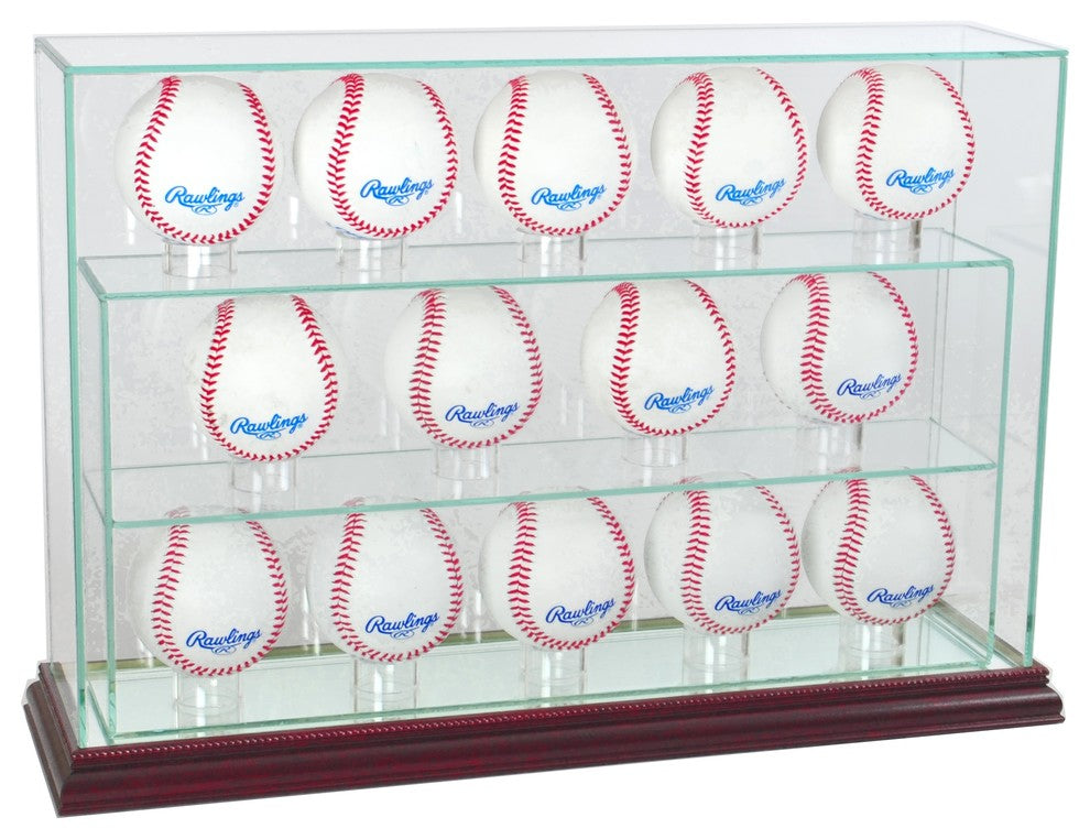14 Baseball Upright Display Case, Cherry