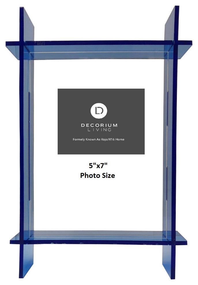 Lucite 5x7 Frame, Neon Blue/Clear