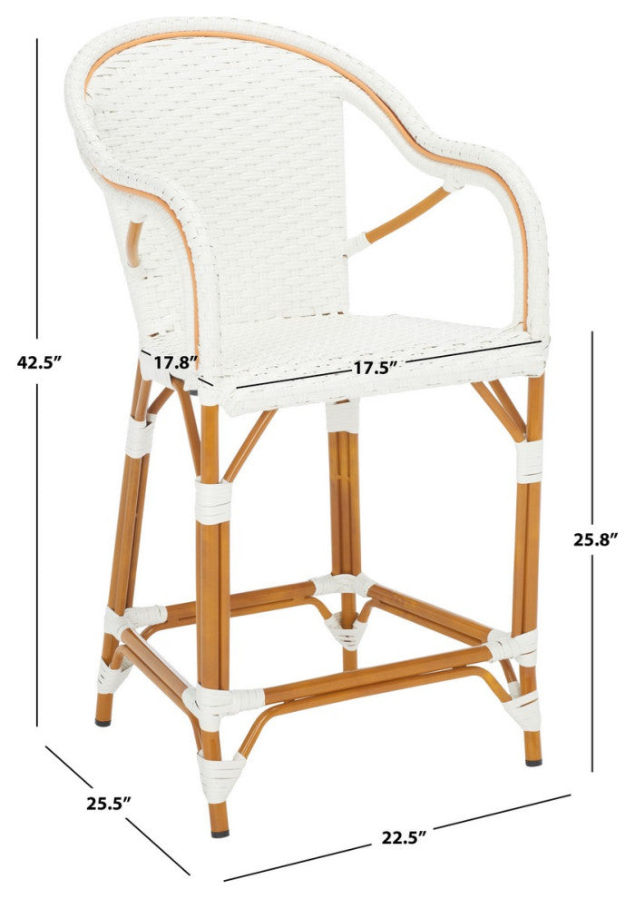 Safavieh California Counter Stool W Arm, White