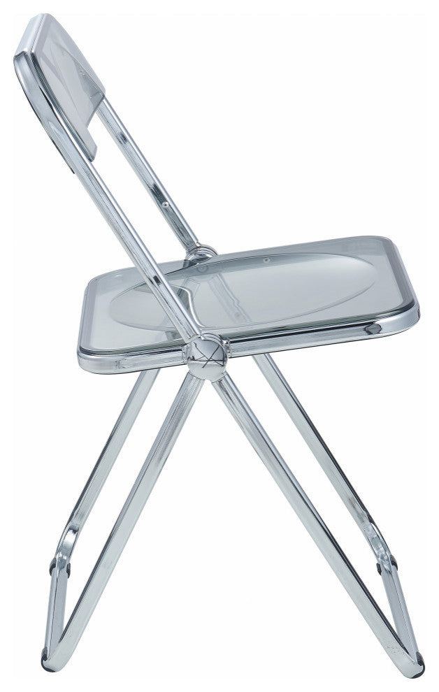 Lawrence Acrylic Folding Chair With Metal Frame, Set of 2, Transparent Black
