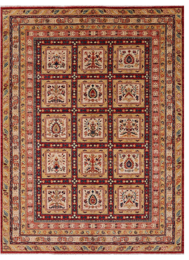 5' 8" X 7' 8" Garden Design Persian Handmade Wool Rug Q10664