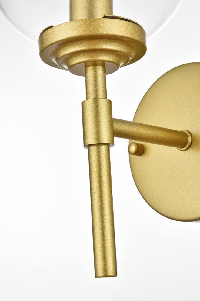 1 Light Brass And Clear Bath Sconce