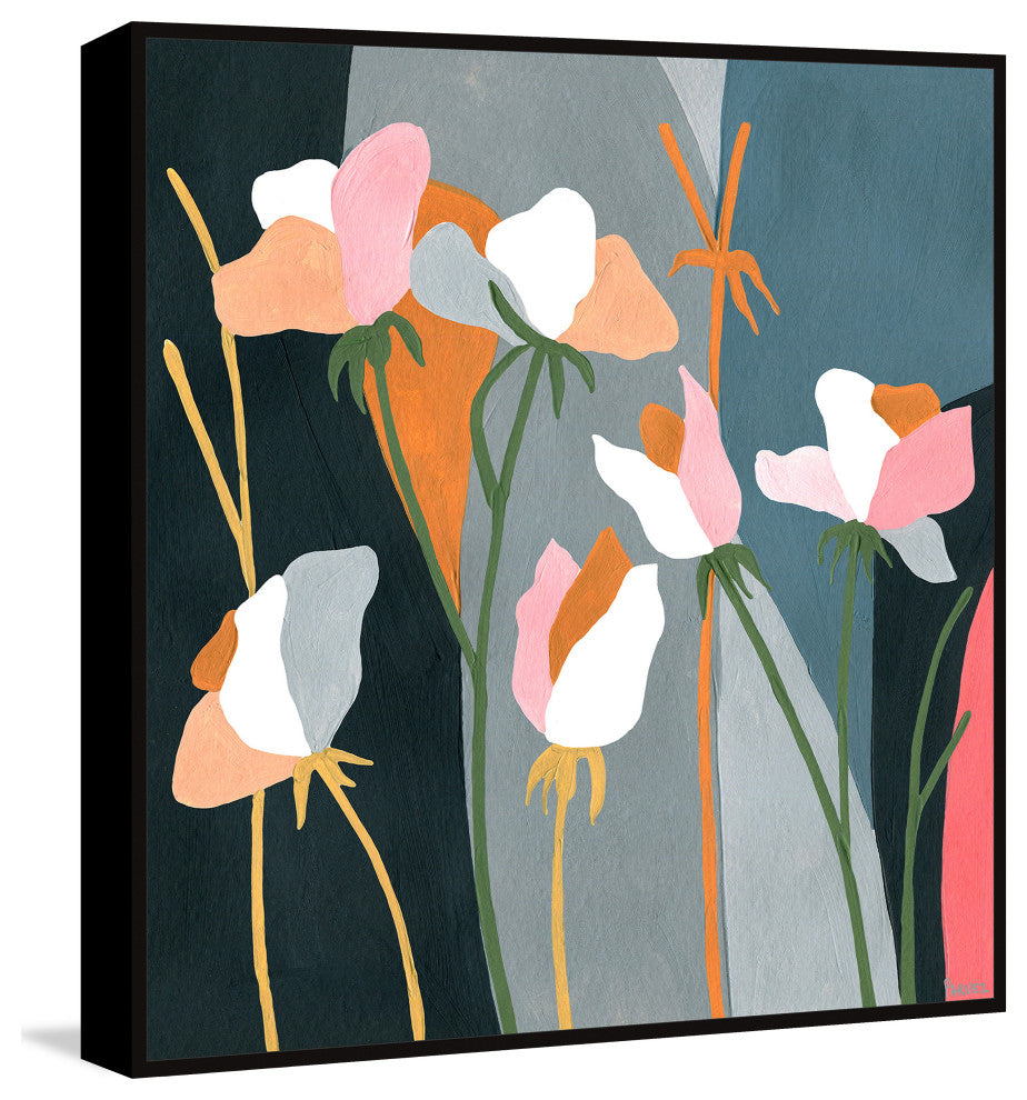 "Flourishing Flowers" Floater Framed Painting Print on Canvas