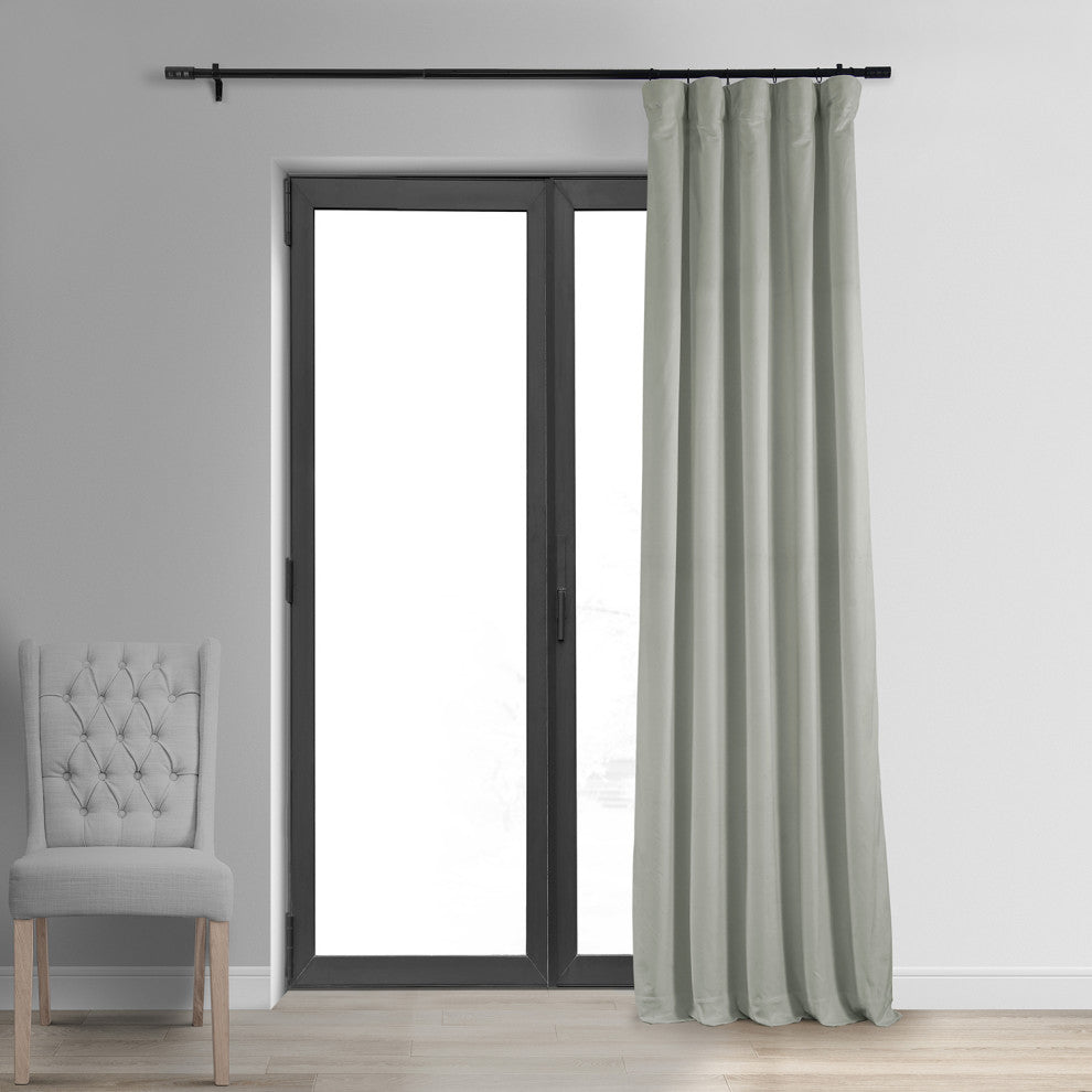 Signature Blackout Velvet Curtain Single Panel, Reflection Gray, 50"x120"