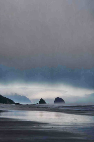 "Sea Stacks at Sunset" Painting Print on Canvas