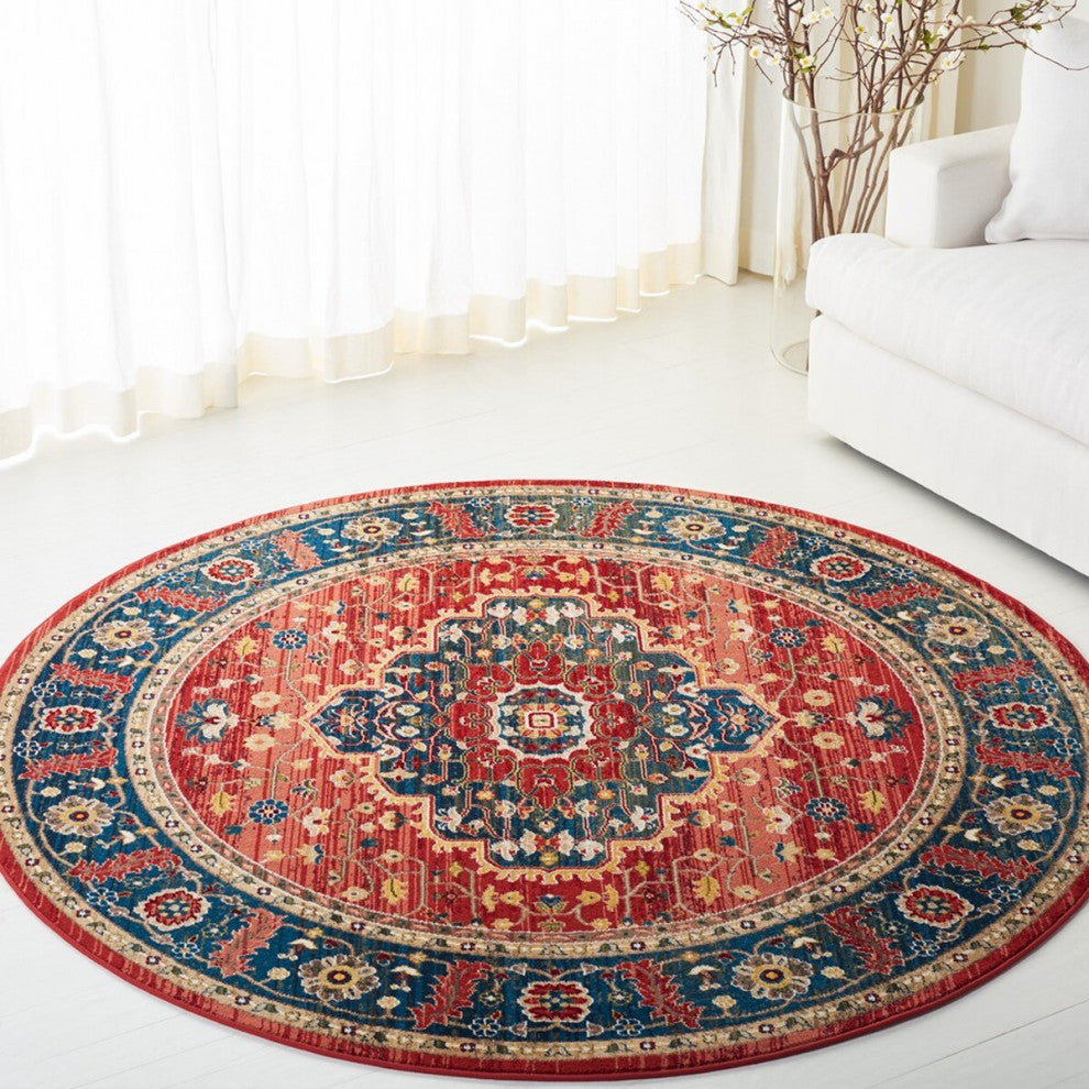 Safavieh Lauren Ralph Lauren Collection LRL1221 Rug, Red/Navy, 6'7" Round