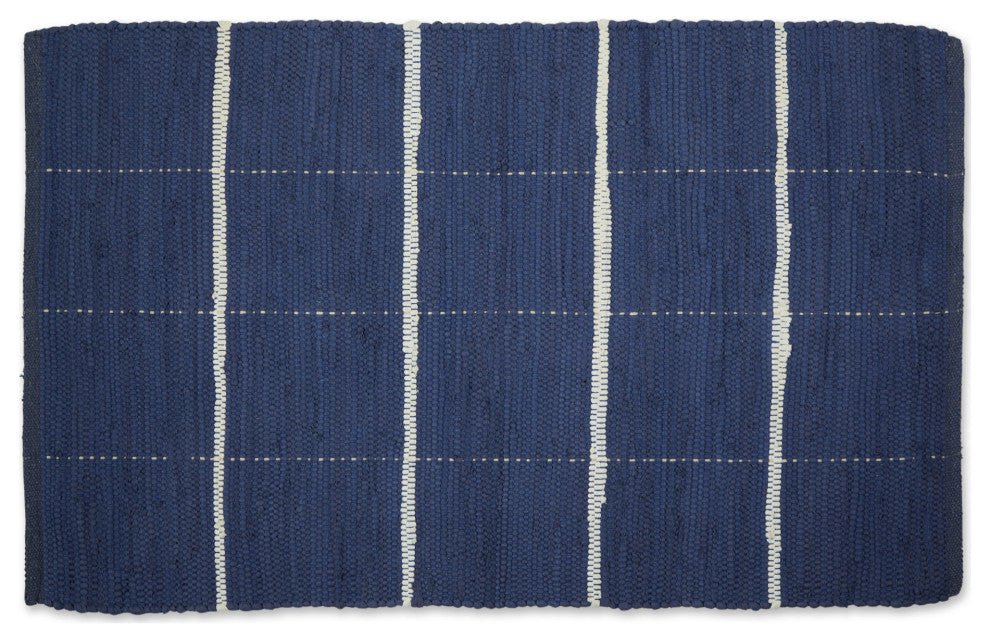 French Blue and Cream Farmhouse Check Rug 26x40 inches