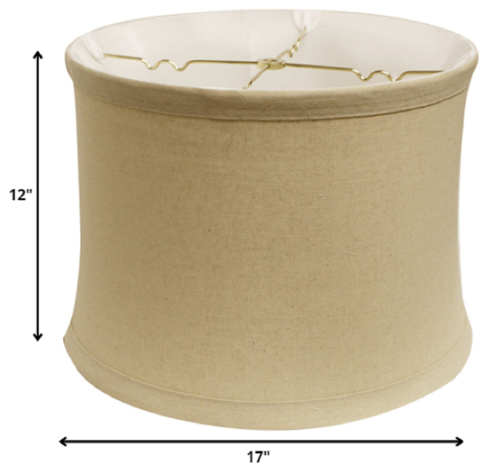 17" Rosewood Drum Trimmed Linen Lampshade