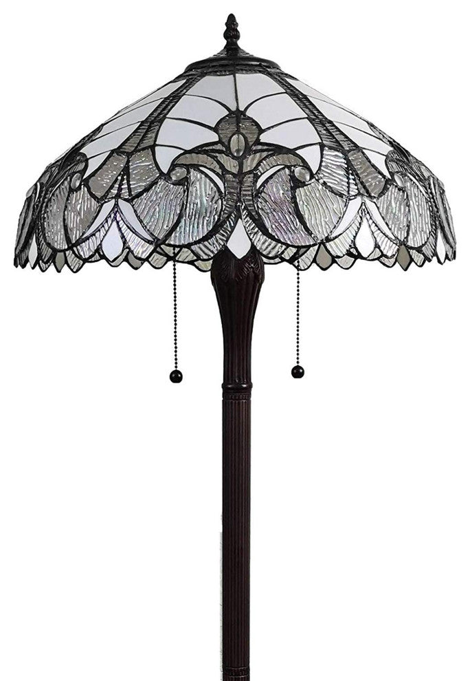 Tiffany Style 2 Light Antique Floor Lamp, 62" Tall
