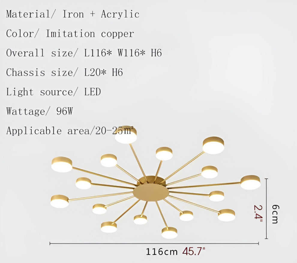 Buchs | Floral shaped LED Ceiling Chandelier, Gold, 16 Heads