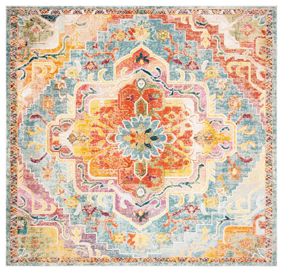 Safavieh Crystal CRS501K Rug, Orange/Teal, 8' X 8' Square