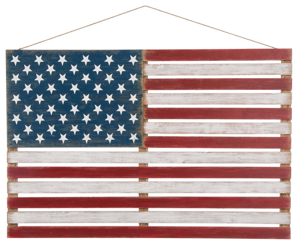 42"L Wooden Patriotic/Americana National Flag Wall Decor