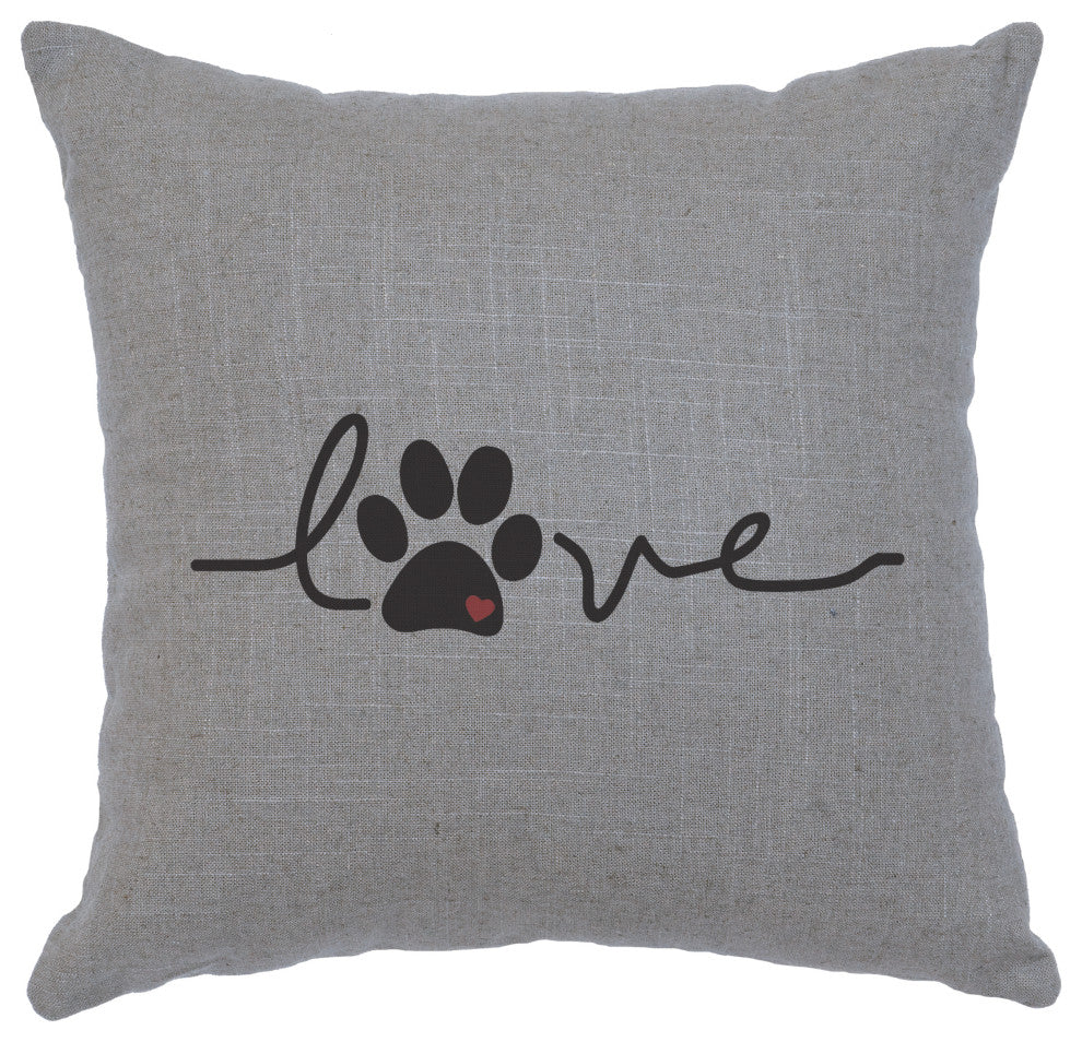 Image Pillow 16x16 Love Paw Linen Gray