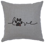 Image Pillow 16x16 Love Paw Linen Gray