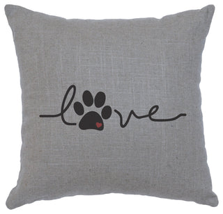 Image Pillow 16x16 Love Paw Linen Gray