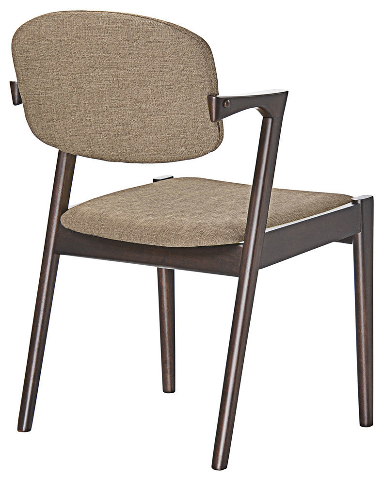 Modern Urban Contemporary Dining Armchair, Brown Wood Fabric