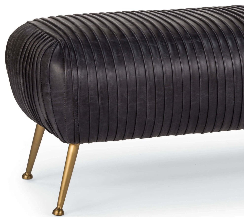 Beretta Leather Bench, Modern Black