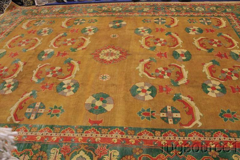 Heriz Geometric Handmade Persian Design Oriental Area Rug, Yellow, 17'9"x12'11"