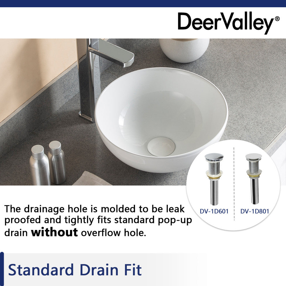 White Round Bowl Bathroom Vessel Modern Above Counter Porcelain Ceramic Sink