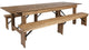 HERCULES Series 9' x 40'' Antique Rustic Folding Farm Table and Two Bench Set