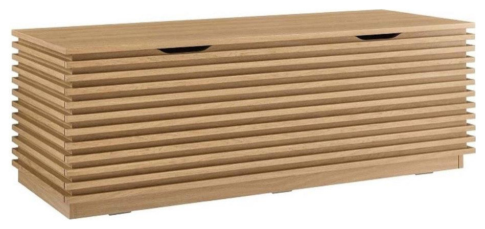 Modway Render Particleboard and Laminate Storage Bench in Oak