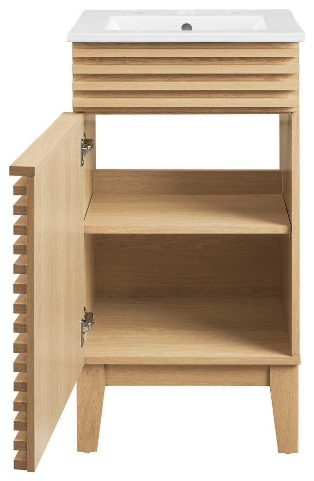 Render 18" Bathroom Vanity Cabinet, Oak White