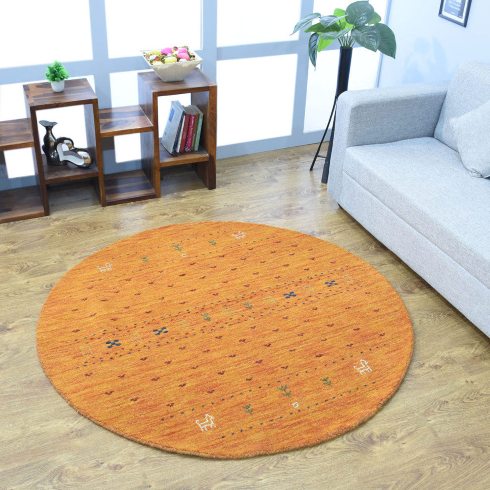 HAND KNOTTED LOOM WOOL ECO-FRIENDLY AREA RUGS- Rectangle, Orange, Contemporary