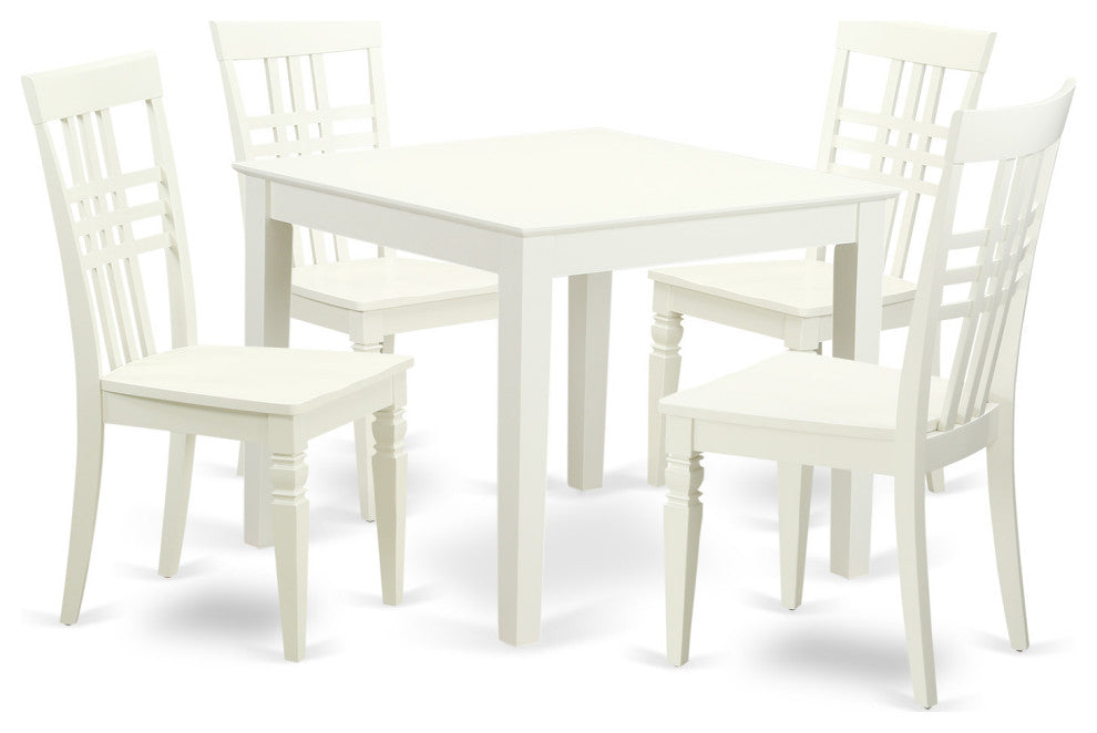 5 Pckitchen Dining Table And 4 Wood Chairs For Dining Room In Linen White