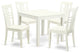 5 Pckitchen Dining Table And 4 Wood Chairs For Dining Room In Linen White