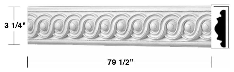 Crown Molding White Urethane Ornate Design 12 Pieces Totaling 954" Long