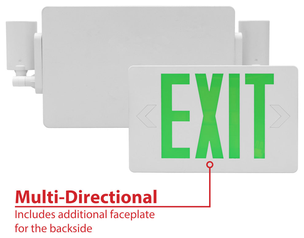ECL2 Series Slim LED Emergency Exit Sign Combo, Green Lettering