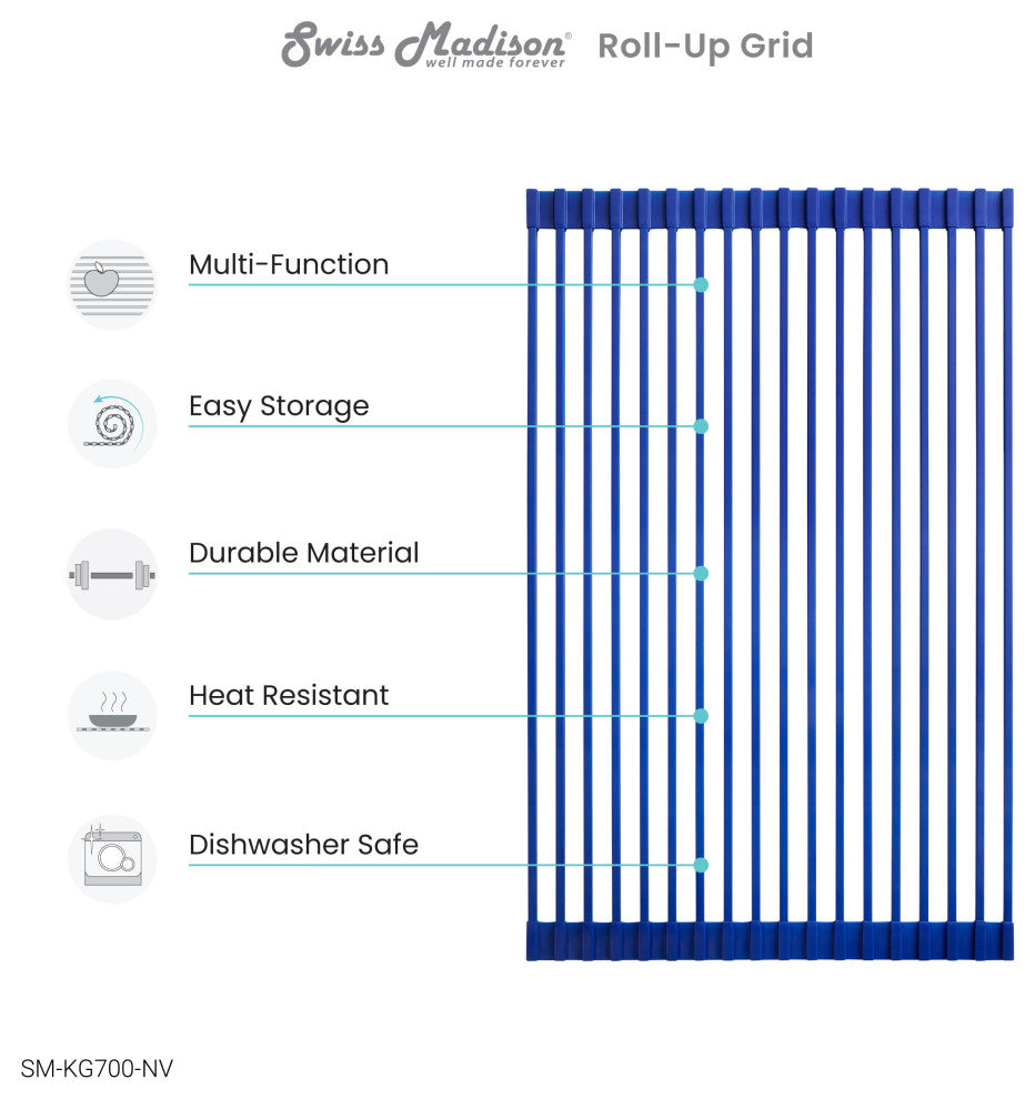 Swiss Madison 20" x 12" Kitchen Sink Grid, Navy Blue