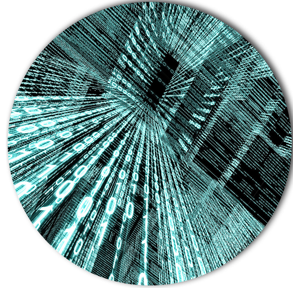 Binary Code, Contemporary Art Large Disc Metal Wall Art, 11"